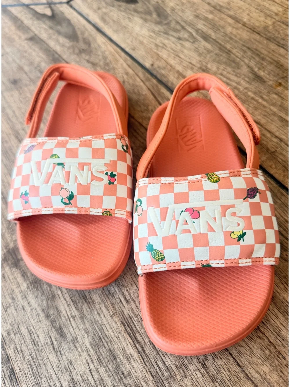 Vans Kids La Costa Slide-On Fruit Checkerboard Sunbaked us 10 new